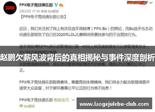 赵鹏欠薪风波背后的真相揭秘与事件深度剖析